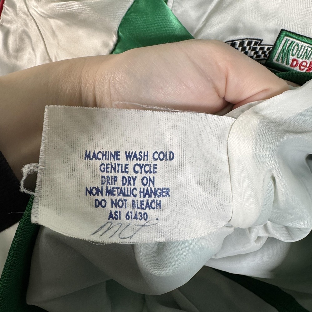 Vintage Mountain Dew Southern 500 Jacket Mens Large Green NASCAR Holloway 90s - Picture 11 of 14